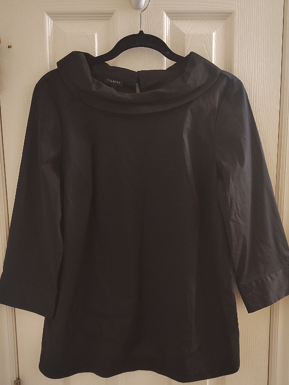 Talbots Black Boatneck 3/4 Sleeve Blouse